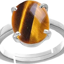 rrvgem 4.25 Ratti To 5.00 Ratti Natural Earth Mined Tiger Eye/Tiger Stone/Tiger's Eye Natural Certified Tiger eye Ring Silver plated chitti Stone For Men And Women By Lab - Certified-picture-4