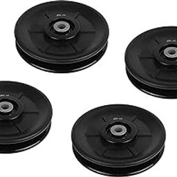 KMT Plastic Gym Pulley 5" Black with inbuilt Bearing and Bush, Wheel Cable Gym Equipment, Set of 4-26