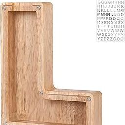 Custom Wooden Piggy Bank, CCHKFEI Coin jar Personalized Piggy Bank Creative 26 Letter DIY Storage Jar Kids Alphabet Coin Bank Savings Piggy Bank Birthday Gift Home Decoration Souvenir (L)-image-83