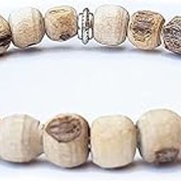 edmiria Holy White Tulsi Round Raw Rough Beads Radha Krishna Sita Ram Engraved Yoga Meditation Stretchable Bracelet for Men & Women-picture-13