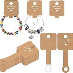 SANNIDHI® 200 Pcs Jewellery Display Card Holder Self Adhesive Jewellery Packaging Materials with Handle Jewelry Making Supplies Selling Card for Bracelet, Necklace, Ring, Keychain, Scrunchies-picture-23