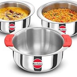 Hawkins Kitchen Gift Pack 2023 (23SGP) 3 Pieces Set of 1.5 Litre, 2 Litre and 2.5 Litre Triply Stainless Steel Patila, Tope, Bhagona, Tapeli, Saucepans, Silver-31