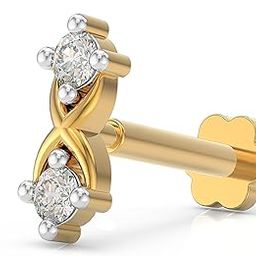 925 Sterling Silver 18K Gold Plated Elegant Intersection Nose Pin for Women and Girls | With Certificate of Authenticity and 925 Stamp-image-96
