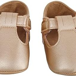 BabyMoo Dressy Comfortable & Breathable Baby Unisex Booties | Cozy Fleece Infant All Seasons Footwear Metallic Gold Velcro Booties 6-12M-image-18