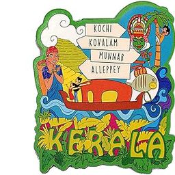 VVWV® Kerala India Souvenir Wooden Fridge Magnets Refrigerator Home Kitchen Décor MDF Fridge Magnet L X H 3 X 3 Inch-image-46