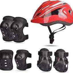 Shifter Adjustable Skating Helmet Set for Kids Adults | Cycling Protective Kit with Elbow+Knee+Palm Guards Protection Kit-Head Aize 55-62 cm Circumference (Red)-image-39