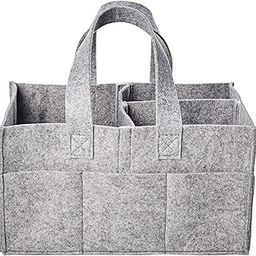 GREENSHEEP Felt Diaper Caddy Organiser Bag for Mother and Baby Wipes - Nursery Storage Basket with Multi Pockets, Foldable and Portable for Travelling (13 x 9 x 7) inches (Grey)-picture-11