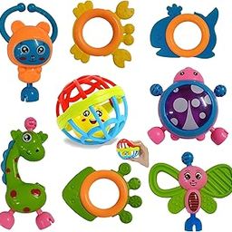 TODDLERS BUDDY Colorful Baby Teething Teether Rattles for Kids || Baby Toys Non Toxic Baby Rattle Toy for Kids || Set of 8-2