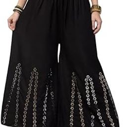 Rayon Embellished Flared Sharara Palazzo for Women & Girls – Elegant Mirror Work, Festive & Wedding Outfit, Stylish Ethnic Outfit for Parties & Celebrations-image-1
