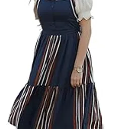 foxdx Two-Piece Black Rayon Flower Printed Dungaree Dress | Below The Knee One Piece Dresses for Women |Women Stylish | Dress-picture-14