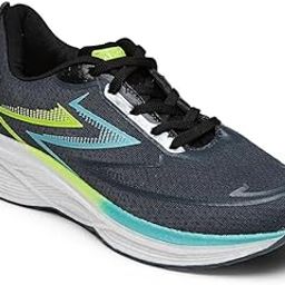 Men's GREG PRO Running Shoes, Lace-Up Athletic Trainers, Grey with Neon Green and Turquoise Accents-picture-42