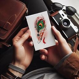 Komstec Krishna Flute Bansuri With Rudraksha And Peacock Feathers Temporary Tattoo Sticker For Male And Female Tattoo Sticker Waterproof Tattoo Sticker-image-2