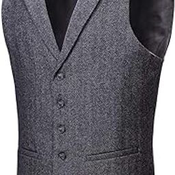 Mens Herringbone Tailored Collar Waistcoat Fullback Wool Tweed Suit Vest-image-25