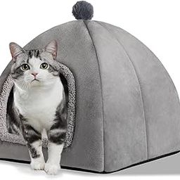 Cat Bed Cave for Indoor ， Suitable for Cat Dome Bed,Hideaway Bed for Indoor Cats, with Removable Mattress for Kittens.Cat Tent House for Dual Use.(L:16"x16")-image-73