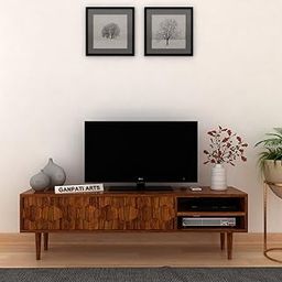 Ganpati Arts Sheesham Wood TV Stand Cabinet with 2 Door and 2 Open Shelves Storage for Living Room Home Entertainment Unit Wooden Bedroom Furniture (Natural Finish) 1 Year Warranty-image-83