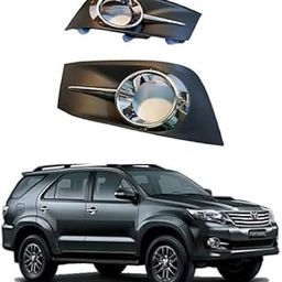 UNEESTORE Front Fog Lamp Cover/Grill CHROME WITH Black O.E Type Compatible With Fortuner Type 2 (2012-2016) SET OF 2 PCS-image-110