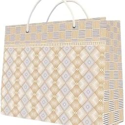 Gift Bags - Paper Bags for Return Gifts - Large Carry Bags for Gifting - Pack of 6 Bags with Tags -Golden Silver Pattern -Weddings, Valentine Day, Birthdays, Anniversaries - Large Horizontal Paper Bag-image-65