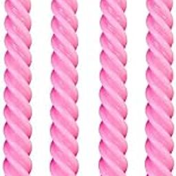 Kuber Selection 4 Pcs Designer Pink Spiral Pillar Candle 10 inch Long for Party,Daily use, Candle (Pack of 4 Pcs/ 10 Inch, Pink Spiral)-image-1