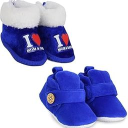 Set Of 2 Pair Baby Boys & Baby Girls 6 To 12 Months Velvet Booties -BT786andBT1500-image-63