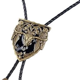 CALANDIS™ Men's Vintage Western Cowboy Rodeo Cow Bolo Tie Bola Pendant Necklace Black | Mens Jewelry-image-28