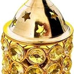 Decorative Crystal Glass Lantern with Om Symbol, Gold-Plated Stars, LED Light Holder-image-12