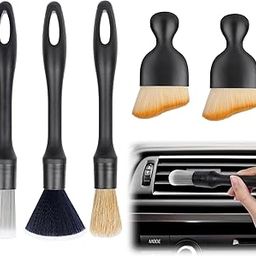 VINATOSLA Car Detailing Brush Set, 5 PCS Car Brush Interior, Car Detailing Brushes Duster with Soft Bristles, Car Cleaning Brush Dust Removal Brushes Tool for Interior/Exterior Automotive Trim Wheel Rim-20