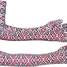 Girl's Blend of Combed Cotton and Lycra Elbow Length Hand Multicolor Gloves-image-87
