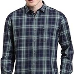 turtle Men Slim Fit Checkered Pure Cotton Blue Casual Shirt-picture-49