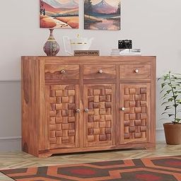 AADITYA CRAFTS Solid Sheesham Wood Sideboard Cabinet with 3 Drawer and 3 Door Storage | Sideboard & Cabinet for Living Room Furniture, Kitchen Cabinet Storage | (Honey Finish)-picture-18