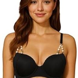 Women's Push Up Bra No Underwire Comfortable Wireless Bras Padded Plunge Detachable/Convertible Straps Demi Coverage Everyday Bra | 30 Till 40 | B Cup-11