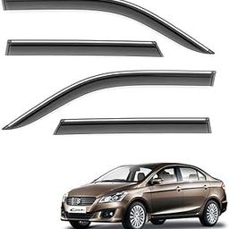 Car Wind Deflectors Rain Guard Door Visor Compatible with Maruti Suzuki Ciaz (2014-2017 Model) - Chrome Lined, Polycarbonate, Smoke, Set of 4 Pcs-picture-27
