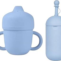 Tudd Baby Sippy Cup, Silicone Trainer Cup Toddler for Boys and Girls | Blue with Silicone Buddy Bottle for Baby 6 to 12 Months with Straw | Blue-image-65