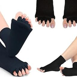 cotton Foot Alignment Socks 5 Finger Toe Separator for Men & Women, Plantar Fasciitis Leg Foot Pain Relief Bunion Corrector, Hallux Valgus, Orthopaedic Socks for Office, Yoga, Gym-50
