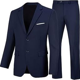 Mens 2 Piece Suit Slim Fit Business Wedding Party Tuxedo Dress Suits for Men Jacket and Pants Set-image-72