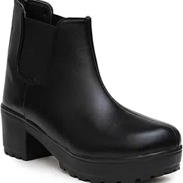 planet walk BLACK CASUAL SLIP-ON BOOTS FOR WOMEN-picture-7