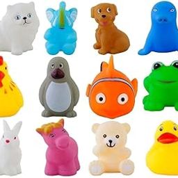 Storio Rubber Colorful Floating Baby Toys Bath Aquatic Animals Chu Chu Toys for Newborn Babies, Kids, Assorted-24