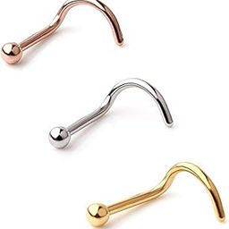 Peenzone 92.5-925 Sterling Silver Gold Rose Gold Nose Pin Combo Set for Women Girls-image-29