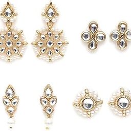 Set of 4 Handcrafted Kundan Earrings Combo for Women (33010324)-58