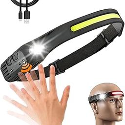 Headlamp Rechargeable with red light Bright 230° Wide Beam Headlight, Headlamps with Motion Sensors, 7 Modes Lightweight Waterproof Head Light Flashlight for Outdoor Hiking Running Fishing Camping-image-97