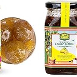 THE LITTLE FARM CO Amla Murabba - Amla ka Murabba/Awla Murabba 450 G and Lemon Pickle -| Oil Free | Homemade Khatta Meetha Nimbu Pickles 450g-image-20