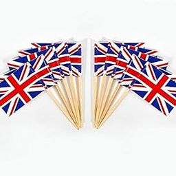 CYPS 100 Pcs United Kingdom Flag British Toothpick Flags, Small Mini Stick Cupcake Toppers UK Flags,Country Picks Party Decoration Celebration Cocktail Food Bar Cake Flags-image-56