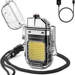 Drumstone 𝟏𝟓 𝐘𝐞𝐚𝐫𝐬 𝐖𝐚𝐫𝐫𝐚𝐧𝐭𝐲 Electric Lighter USB Rechargeable, Plasma Lighter with 30 COB LED Lights and 3 Modes of Flashlight, Flameless Lighter for Camping Hiking Traveling-18
