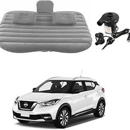 Oshotto Multifunctional Car Travel Bed Mattress with Two Air Pillows, Car Air Pump Compatible with Nissan Kicks (Grey)-image-113