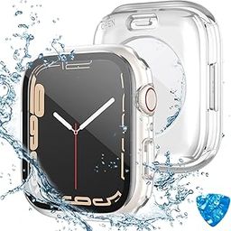 Mosmoc Waterproof Case Compatible with Apple Watch Series 6/5/4/SE/SE2 44mm with Tempered Glass Screen Protector, Full Coverage Hard PC Bumper with Protective Back Cover for iWatch - (44mm Clear)-4