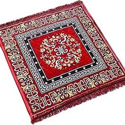 SriMaa Ventures Traditional Carpet/Quilted Pooja Mat, Asaan || Square Shape & Soft Velvet Material Size 60 x 60 CM,Pack of 1 (Red)-picture-18