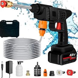 High Pressure Car Washer Gun & Car Cleaning 48V Rechargeable Electric Pressure Washer Gun, Wireless Washer Gun for Car Wash Bike Washing Cleaning, Adjustable Nozzle 5 M Hose Pipe (35 Min Runtime)-10