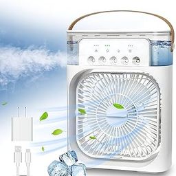 Portable Air Cooler, Mini Evaporative Fan with 7 Colour LED Light, 1/2/3 Hour Timer, 3 Wind Speeds, 3 Spray Modes for Office, Home, Dorm-image-54
