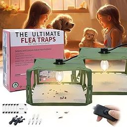 Flea Traps for Inside Your Home, Flea Killer Trap Indoor Natural Safe Pest Control Trapper House Sticky Insect Killer with Light Bed Bug Trap, Safe for Kid & Pet, 2 Packs Green-image-41