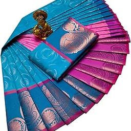 Praiso Mart - Women's Silk Saree with Rich Pallu & Blouse Piece-image-30