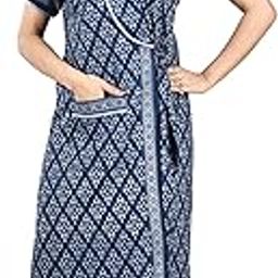 Beallamy Women's Pure Cotton Printed House Coat,Front Open Adjustable Nighty/Night wear A3016-picture-18